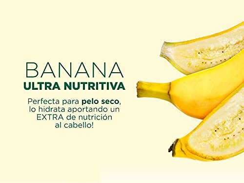 Garnier Fructis Hair Food Mascarilla 3 en 1 Banana Nutritiva, indicada para Pelo Seco - Pack de 3 unidades x 390 ml