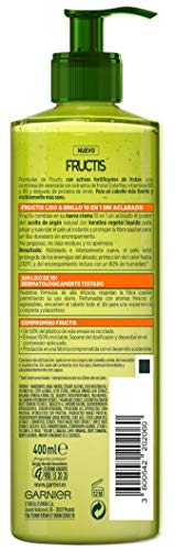 Garnier Fructis Pack Crema de Peinado Sin Aclarado Liso & Brillo 10 en 1, Antihumedad y Antiencrespamiento, Para Cabello Liso y Rebelde, 3 x 400 ml