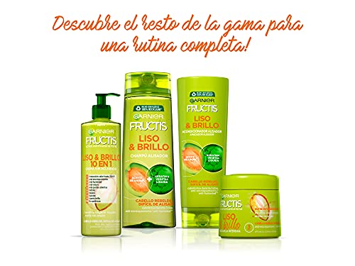 Garnier Fructis Pack Crema de Peinado Sin Aclarado Liso & Brillo 10 en 1, Antihumedad y Antiencrespamiento, Para Cabello Liso y Rebelde, 3 x 400 ml