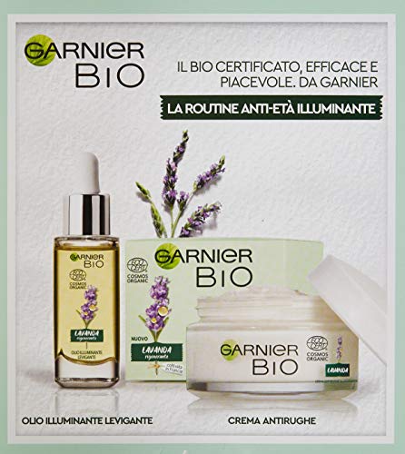 Garnier Idea regalo para mujer, caja Garnier Bio antiedad a la lavanda, con crema antiarrugas y aceite facial iluminador