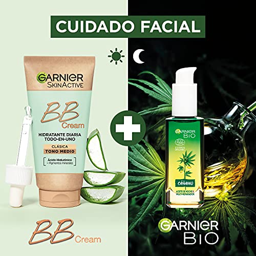 Garnier Neceser de Cuidado Facial - BB Cream Hidratante Todo en uno, Tono Medio SPF15 y Acido Hialurónico 50ml + Sérum Multireparador Ecológico con Vitamina E 30ml