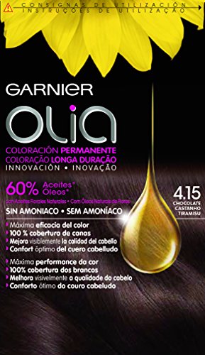 Garnier Olia - Coloración Permanente sin Amoniaco, con Aceites Florales de Origen Natural - Tono 4.15 Chocolate