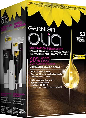 Garnier Olia coloración permanente sin amoniaco para un olor agradable con aceites florales de origen natural - Capuccino 5.3