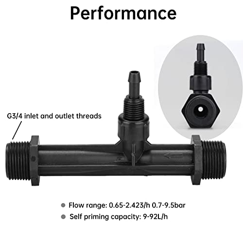 Garsent Inyectores de Fertilizante Venturi de riego, Kit de Dispositivo de riego de jardín Inyector de Fertilizante G3 / 4 + Interruptor + Filtro + Tubo de Agua