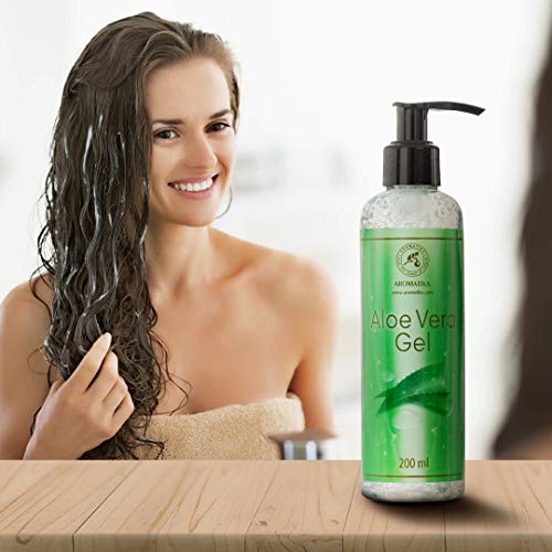 Gel de Aloe Vera 200ml - Cuidado Natural de la Piel y el Cabello - Gel de Aloe Vera Refrescante e Hidratante Rostro Cuerpo - Calmante Aloe Vera para Todo Tipo de Piel - Gel de Aloe Vera Afeitado