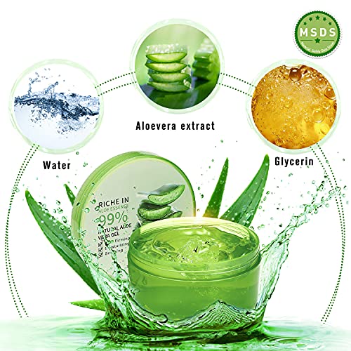 Gel de aloe vera orgánico de 300ML - crema hidratante natural , crema hidratante para el vello corporal, cuidado de las quemaduras solares, cicatrices reparadoras, calmantes y antiinflamatorias