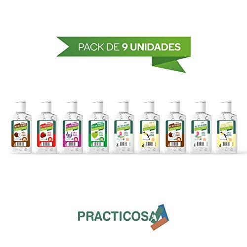 Gel Hidroalcohólico 60ML 70% Alcohol (6 Aromas Mixtos) 9 Unidades. Fabricado En España