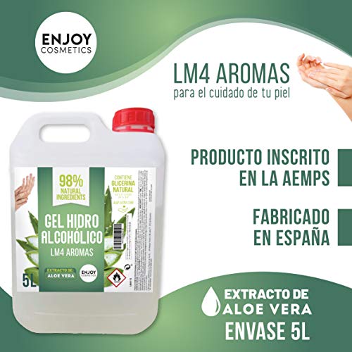 Gel hidroalcohólico de 5000 ml con EXTRACTO NATURAL DE ALOEVERA y con 70% alcohol y con glicerina NATURAL para el cuidado de la piel. 98% ingredientes Naturales. NUEVOS AROMAS