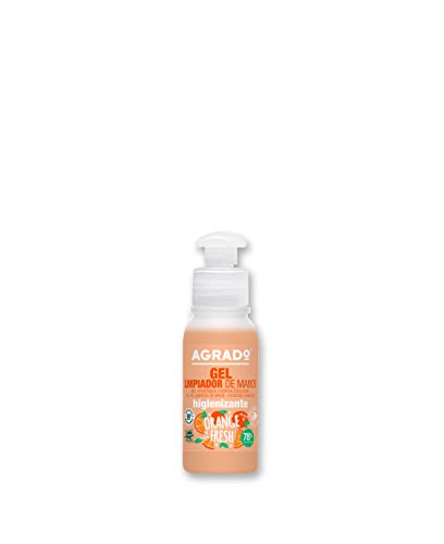 Gel Hidroalcohólico Limpiador de manos Orange Fresh Higienizante 78% Alcohol Sin Aclarado 80 ml Formato ideal Bolso o Mochila Aroma Naranja Frutas AGRADO