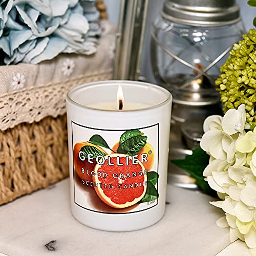 GEOLLIER Vela Perfumada de 2 Piezas, Juego de Velas de Cera de Soja, Regalo de San Valentín para Mujeres Velas de Tarro Fuertemente Perfumadas 3.6oz/100g 15-20 Horas (Blood orange+Gardenia)