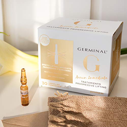 Germinal Acción Inmediata - Sérum Facial Progressive Lifting, Efecto Flash inmediato y Botox de larga duración, con una cominación de péptidos, proteina del maiz y Vitamina C - 30 ampollas de 1,5 ml