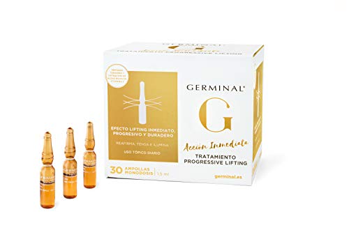 Germinal Acción Inmediata - Sérum Facial Progressive Lifting, Efecto Flash inmediato y Botox de larga duración, con una cominación de péptidos, proteina del maiz y Vitamina C - 30 ampollas de 1,5 ml