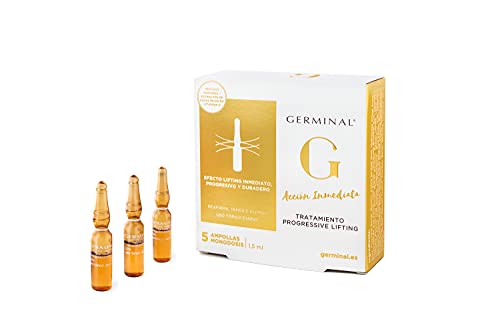 Germinal Acción Inmediata - Sérum Facial Progressive Lifting, Efecto Flash inmediato y Botox de larga duración, con una cominación de péptidos, proteina del maiz y Vitamina C - 5 ampollas de 1,5 ml