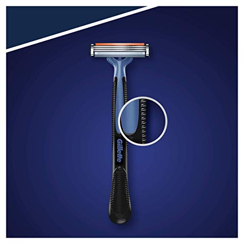 Gillette Blue3 Maquinillas Desechables Para Hombre x 24, Tres Hojas De Afeitar Con Cabezal Pivotante 40° Y Banda Lubricante