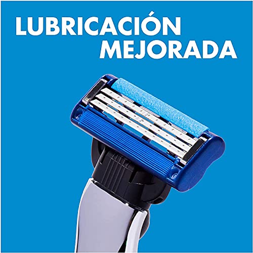 Gillette Mach3 Turbo Cuchillas de Afeitar Hombre, Paquete de 8 Cuchillas de Recambio