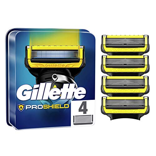 Gillette ProShield Cuchillas de Afeitar Hombre, Paquete de 4 Cuchillas de Recambio