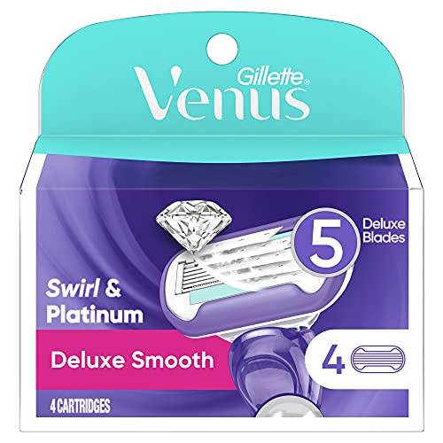 Gillette Venus 00047400653412 Gillette Venus Extra Smooth Swirl - Recambios para cuchilla de afeitar para mujer, Venus Swirl Púrpura, 4 Count, N/A, 1 uds. por paquete, 4[set de ]