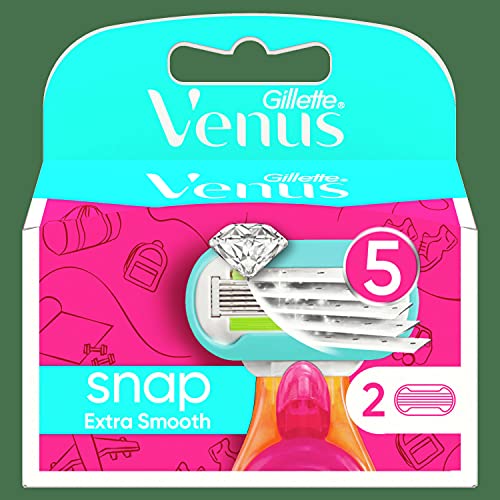 Gillette Venus Extra Smooth Snap Cuchillas de Afeitar Mujer, Paquete de 2 Cuchillas de Recambio