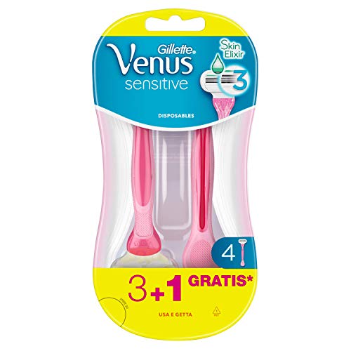 Gillette Venus Sensitive - Cuchillas de afeitar desechables para mujer, 3 + 1