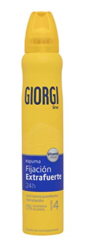 Giorgi Line - Espuma Extrafuerte 24h, Anti Encrespamiento e Hidratación, 0% Siliconas y Alcohol, Fijación 4 - 210 ml