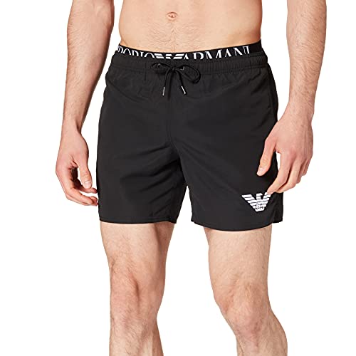 Giorgio Armani Emporio Armani Swimwear Boxer Logoband Traje de baño, Black, 50 para Hombre