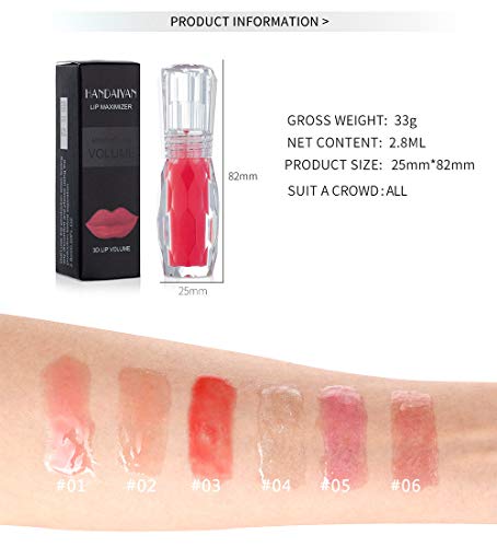 GL-Turelifes Lip Plumper Gloss Jelly Color Lipstick, Lip Plumping Balm Plumper Lip Gloss, Clear Lip Plump Gloss- Enhancer para labios más hidratados e hidratados, humecta, elimina las arrugas (#4)