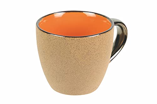 Glazed - Juego de 6 tazas de café con mango y borde dorado de gres 80 ml