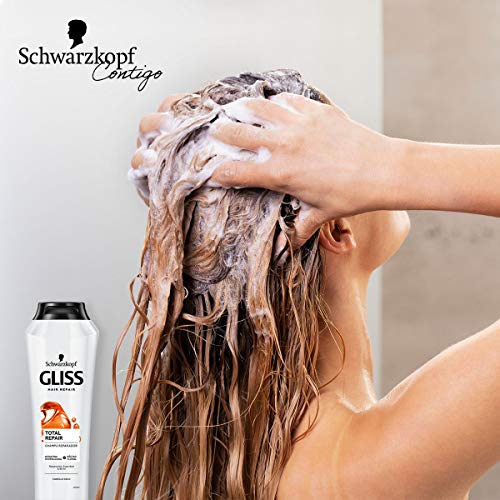 Gliss - Champú reparador para pelo seco - Total Repair -6uds de 250ml (1.500ml) – Gama reparación