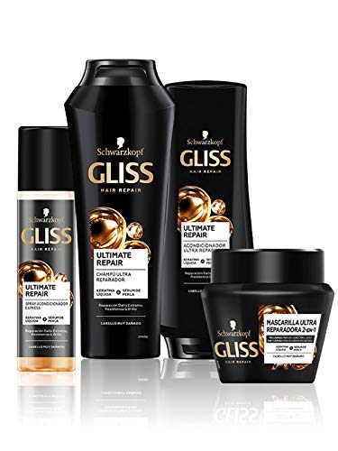 GLISS - Champú Ultimate Repair, 370 ml, para cabello muy dañado, Gama ultra reparación