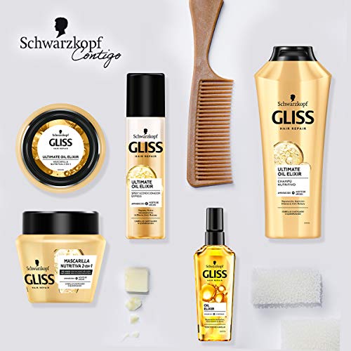 Gliss - Mascarilla para pelo castigado o quebradizo - Ultimate Oil Elixir – 6uds 300ml (1.800ml) – Gama Nutrición