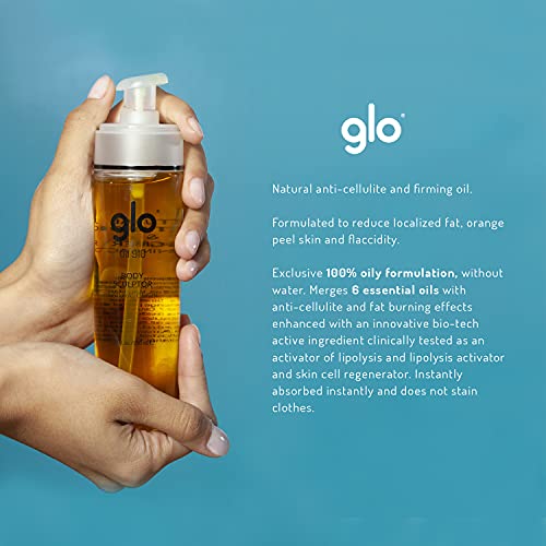 Glo OIL910 - Aceite Corporal Anticelulítico con Acción Hidratante, Drenante, Quemagrasas y Reafirmante | 6 aceites esenciales 100% oleosa, sin agua