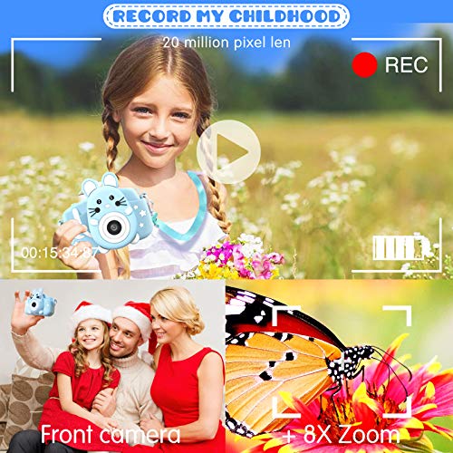 Gofunly Cámara de Fotos Digitales para Niños, 2.0" HD 1080P 20MP Camara de Fotos para Niños, Tarjeta de Memoria de 32GB Selfie Video Cámara Infantil, Regalos Ideales para Niños de 3-12 Años (Azul)