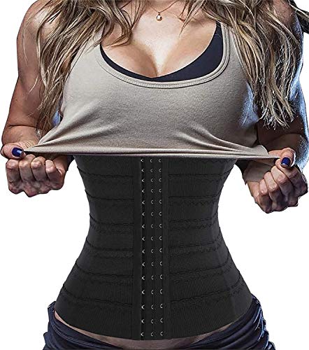 Gotoly Corsé para Mujer Faja Reductora Entrenador de Cintura Faja Moldeadora para Control de Abdomen Faja de Cintura Waist Trainer (Negro, Small)