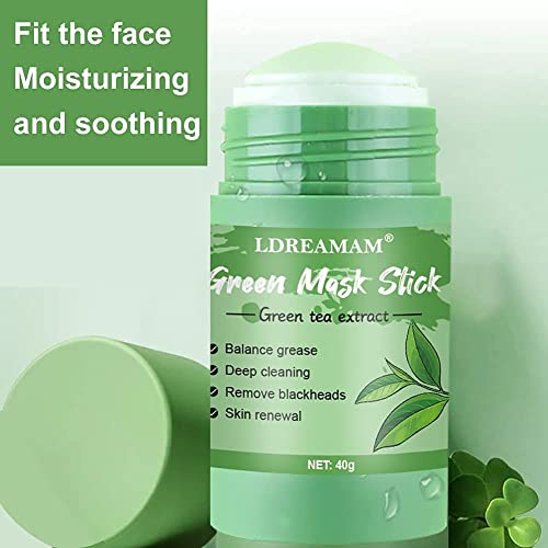 Green Mask Stick,Mascarilla de Limpieza Profunda,Mascarilla Limpiadora Facial,Mascarilla en Barra Sólida,Control Aceite Hidratante Facial,Limpieza Profunda Poros,Removedor de Espinillas