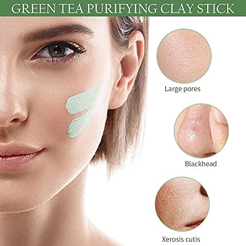 Green Stick Mask, Mascarilla de Limpieza Profunda, Mascarilla Purificadora de Té Verde para Control de Aceite Anti acné, Elimina eficazmente el acné, Purifica la piel, Mejora la sequedad de la piel