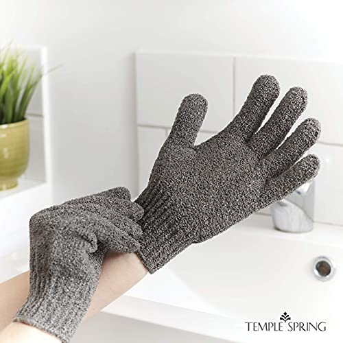 Guantes exfoliantes, manoplas exfoliantes de bambú, exfoliante para baño/ducha, manopla de exfoliación corporal, exfoliantes de belleza/esponja vegetal, removedor de vello encarnado (Gris)