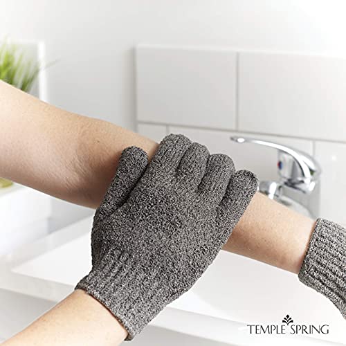 Guantes exfoliantes, manoplas exfoliantes de bambú, exfoliante para baño/ducha, manopla de exfoliación corporal, exfoliantes de belleza/esponja vegetal, removedor de vello encarnado (Gris)