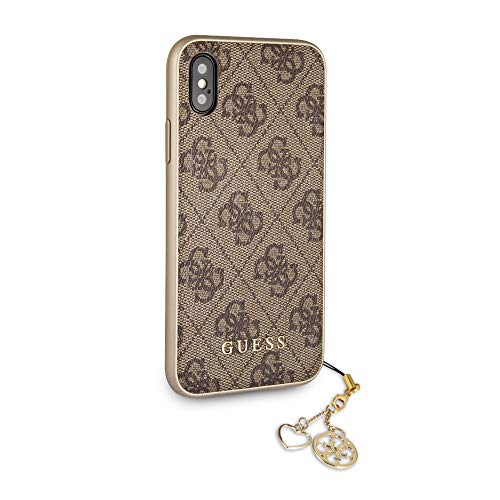 Guess Funda Trasera Original Charms Hard Case 4G para iPhone X - Marrón