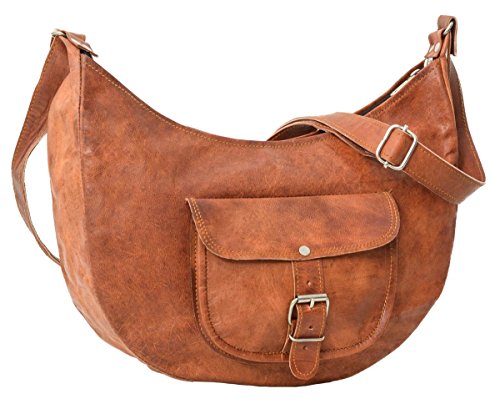 Gusti Cuero Nature Mira Bolso Bandolera Vintage Retro Mujer Cuero de Cabra Hebilla Marrón Práctico Elegante Regalo K56b