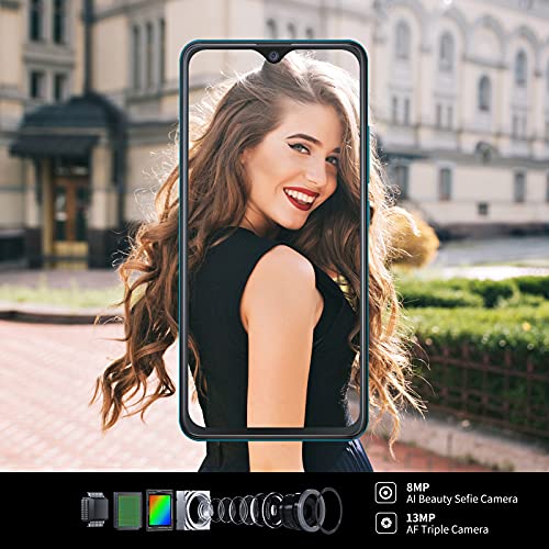 HAFURY Smartphone Libre, Teléfono Móvil Barato y Bueno 4G Cámara Triple 2GB+16GB 128GB Expandible Pantalla 5,5 Pulgadas Dual SIM Face ID 3100 mAh, Móvil Desbloqueado Android 10, Negro