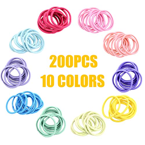 Hanyousheng Gomas de Pelo, Gomas Pelo Niña, 200 Piezas Multicolor Elástico Gomas Pelo, Gomas Pelo Bebe, Banda de Goma para Coleta, Pequeñas Gomas Pelo, 2 mm Gomas de Pelo para Niños, Niñas y Niños