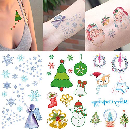 Haodou 5 Piezas Fiesta de Navidad de La Moda Tatuaje Patrón Pegatina Pegatinas Bronceadores Temporal Tatuaje Pegatina Mujeres Minimalista Líneas Patrón Cuerpo