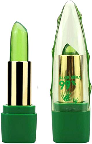 HAOTU 99% Aloe Vera Barra De Labios, Temperatura Cambio De Color Lápiz Labial Imprimación，Hidratante e Impermeabilizante， De Larga Duración Hidratante, Natural Color,Maquillaje Labial Portátil