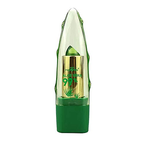 HAOTU 99% Aloe Vera Barra De Labios, Temperatura Cambio De Color Lápiz Labial Imprimación，Hidratante e Impermeabilizante， De Larga Duración Hidratante, Natural Color,Maquillaje Labial Portátil