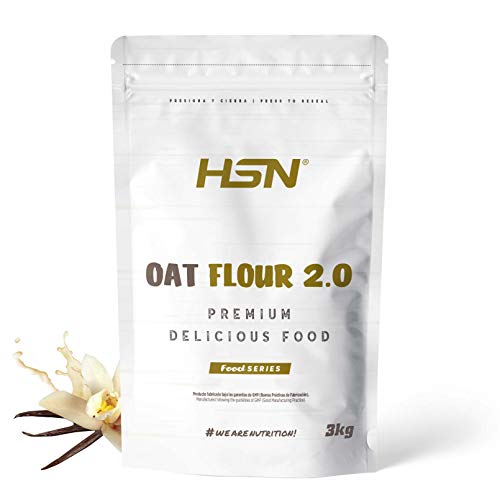 Harina de Avena de Sabores de HSN | Vainilla 3Kg = 60 Tomas | Instant Oatmeal | Ideal para Batidos, Tortitas de Avena y Claras | Sin Azúcares añadidos