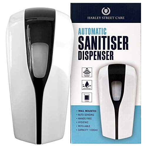 Harley Street Care Dispensador automático de Gel desinfectante para Manos y jabón 1000 ml de Capacidad, montado en la Pared, Manos Libres, higiénico, Recargable