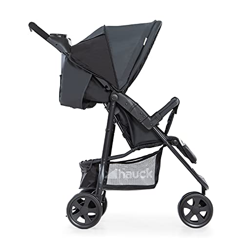 Hauck Citi Neo II - Silla de paseo de 3 ruedas, respaldo reclinable, plegado compacto, plegado con solo una mano, nacimiento hasta 25 kg, ultra ligero, solo 7.5 kg, bandeja con botellero, negro/gris