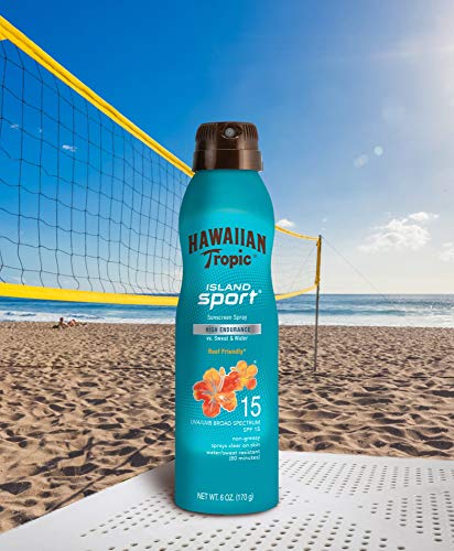 Hawaiian Tropic Island Sport SPF 15 - Bruma Solar Deportiva en Spray de Vaporización Continua de Protección Media, Textura Ultraligera para el Deporte, 220 ml