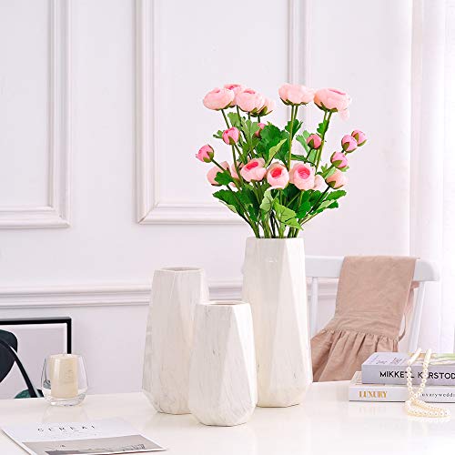 HCHLQLZ 20cm Mármol Blanco Decorativos Modernos Ceramica Jarrones de Flores para Mesa de Comedor Sala de Estar Idea Regalo para Cumpleaños Boda Navidad