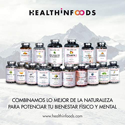 Healthinfoods | Vitamina C y D | 1200 mg de Vitamina C y 1500 U.I. de Vitamina C | Altamente Concentrada | Refuerza el Sistema Inmune y Fortalece tus Defensas | 180 Cápsulas Veganas